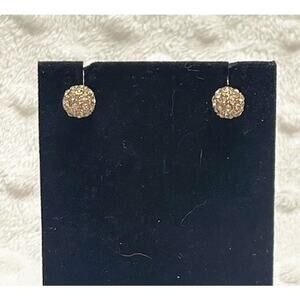 Vintage Monet Gold Plated Crystal "Disco Ball" Stud Earrings-NWOT